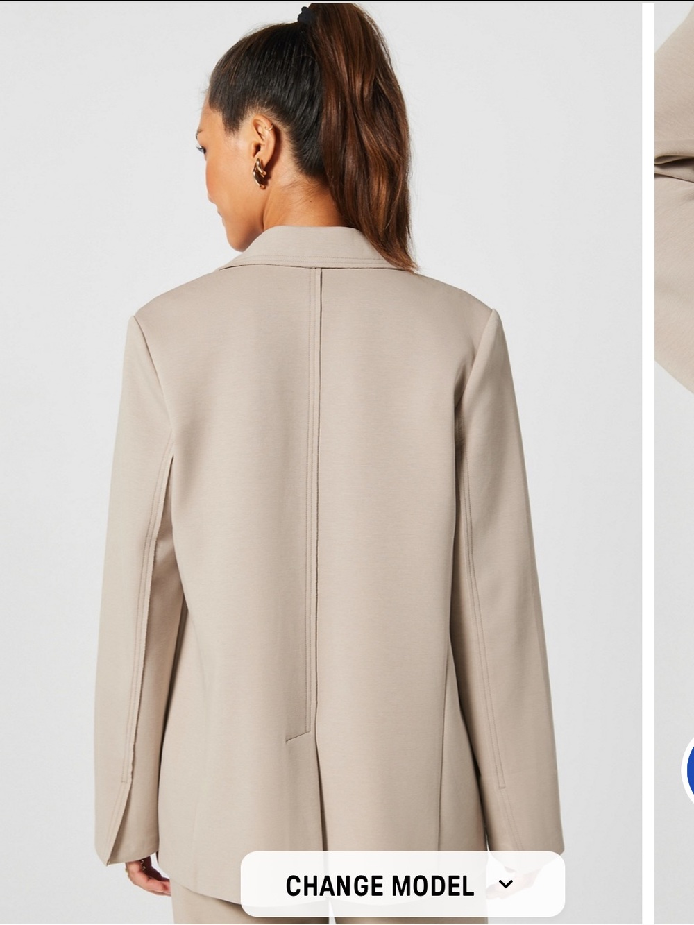 Fabletics Oversized Blazer NWT Brutalist Khaki Taupe Stretch Jacket Medium - Picture 3 of 16